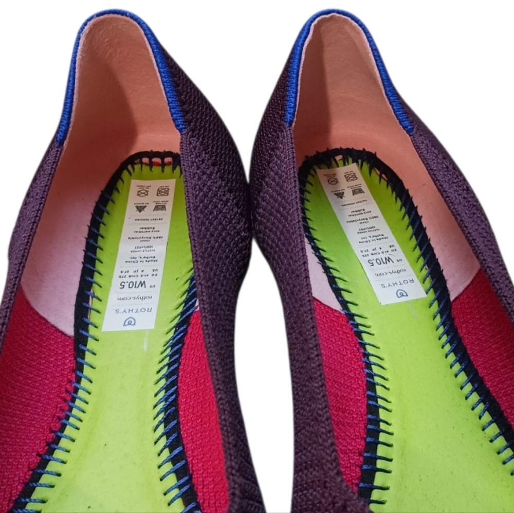 Rothys The Point Lattice Stitch Flats Berry Retired FITS LIKE 9.5/10 RARE - Picture 12 of 14
